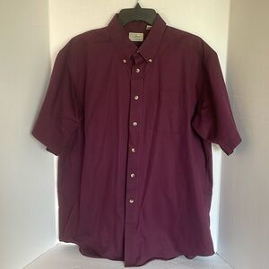 LL Bean cotton short sleeve purple button down shirt men’s size L